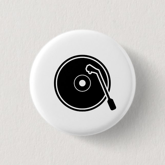 "Ich Herz-Vinyl" Piktogramm-Knopf Button (Vorderseite)
