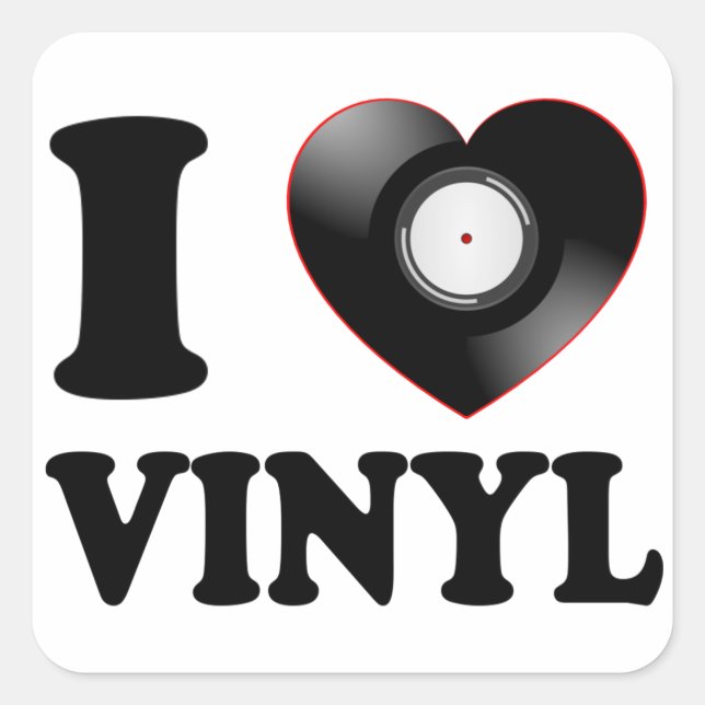 ICH HERZ VINYL QUADRATISCHER AUFKLEBER (Vorderseite)