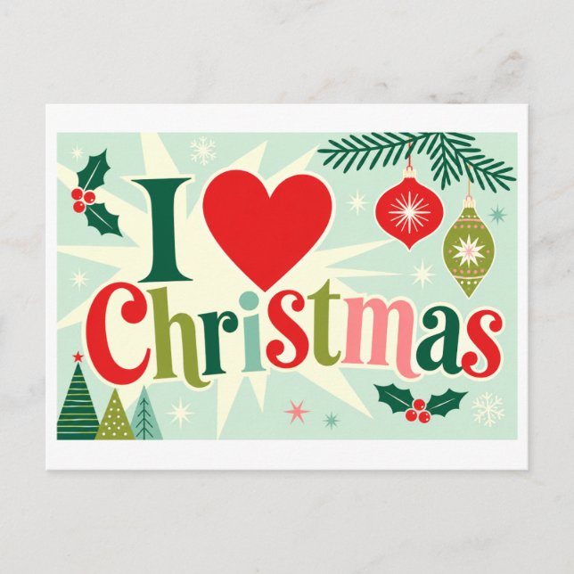 "Ich [Herz] Weihnachten" Postkarte (Vorderseite)