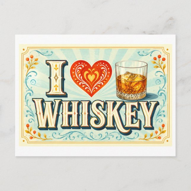 "Ich [Herz] Whisky" Postkarte (Vorderseite)