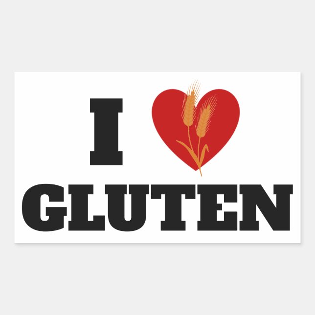 ICH HERZEN GLUTEN - I Liebe Gluten - Rechteckiger Aufkleber (Vorderseite)
