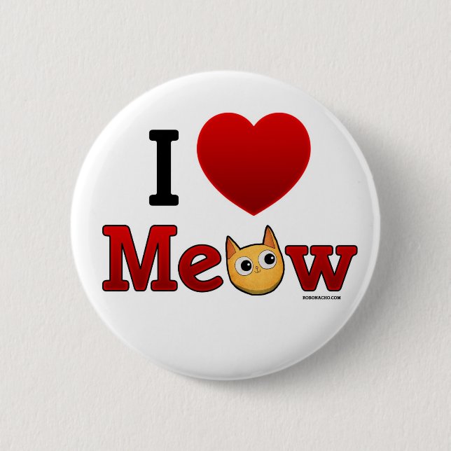 "Ich Herzmeow-" "ich Herz-Katzen-" Katzen-Button Button (Vorderseite)