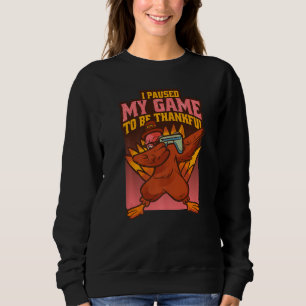 Ich hielt mein Spiel an, um dankbar über das türki Sweatshirt