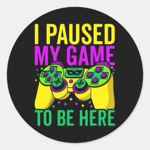 Ich hielt mein Spiel an, um hier Video Game Beads Runder Aufkleber