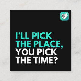 Ich hole, du pflückst? quadratische visitenkarte