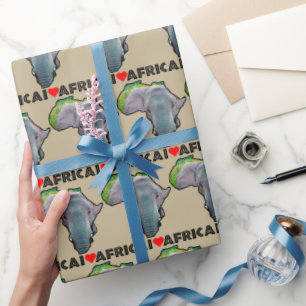 Ich höre Afrika Karte Black Elephant Bull Geschenkpapier