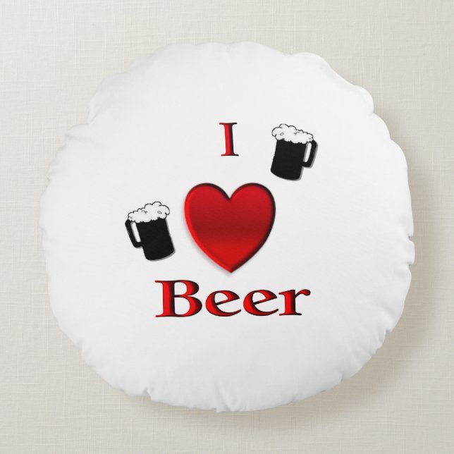 Ich höre Bierdesign Rundes Kissen (Vorderseite)
