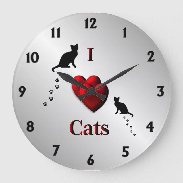 Ich höre Cats Wall Clock Große Wanduhr (Vorderseite)