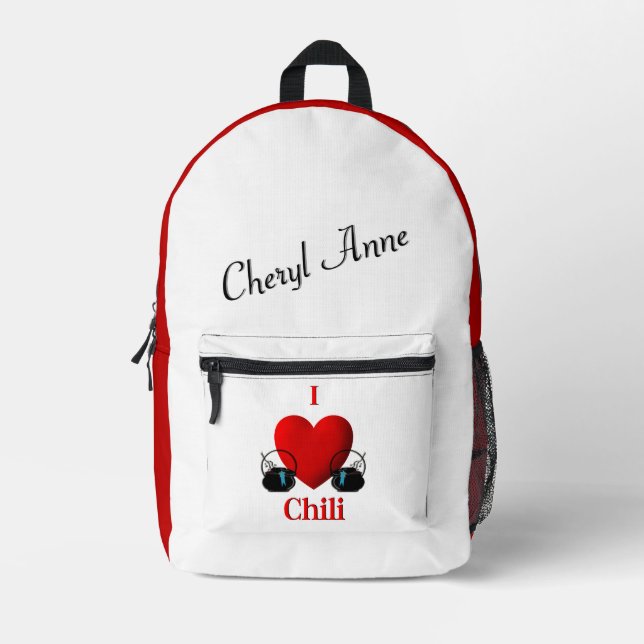Ich höre Chili Persönlicher Name Bedruckter Rucksack (Vorderseite)
