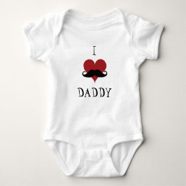 Ich höre Daddy Funny Mustache Heart Red Black Baby Strampler
