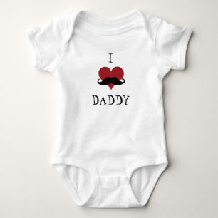 Ich höre Daddy Funny Mustache Heart Red Black Baby Strampler