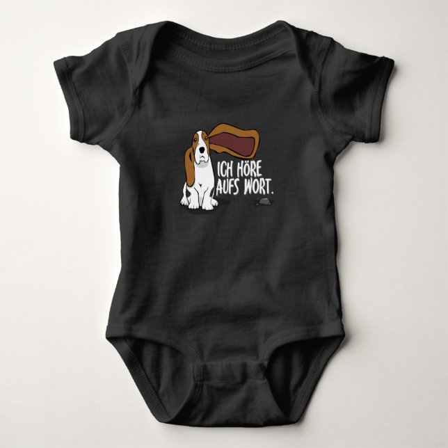Ich höre das Word Basset Hound Sprichwort Geschenk Baby Strampler (Vorderseite)