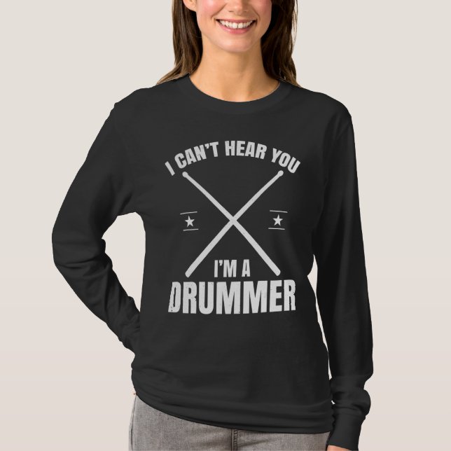 Ich höre dich nicht als Drummer Drum Set T-Shirt (Vorderseite)