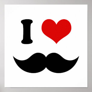 Ich höre ich Liebe Black Mustache Poster