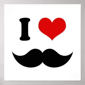 Ich höre ich Liebe Black Mustache Poster