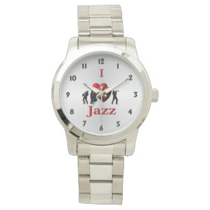 Ich höre Jazz mit schwarzen Zahlen Armbanduhr