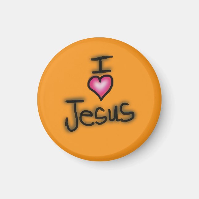 Ich höre Jesus I Liebe Jesus Orange Magnet (Vorne)