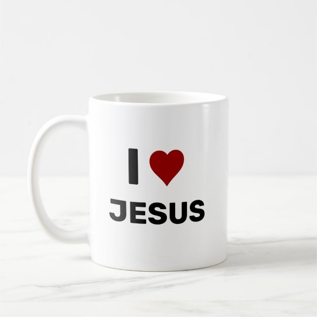 Ich höre JesusI Liebe Jesus Rotes Herz Kaffee Tass Kaffeetasse (Links)