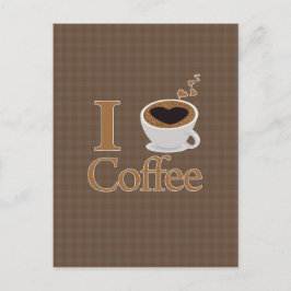Ich höre Kaffee & Brown Gingham Postkarte