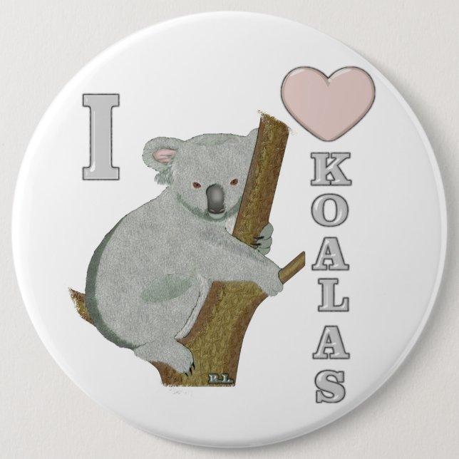 Ich höre Koalas Fuzzy Animals Button (Vorderseite)