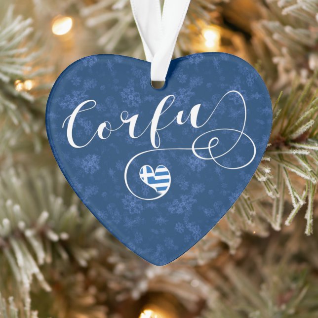 Ich höre Korfu, griechische Flagge, Kerkyra Ornament (Baum)