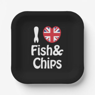 Ich höre [Liebe] Fisch & Chips Bandana Pappteller