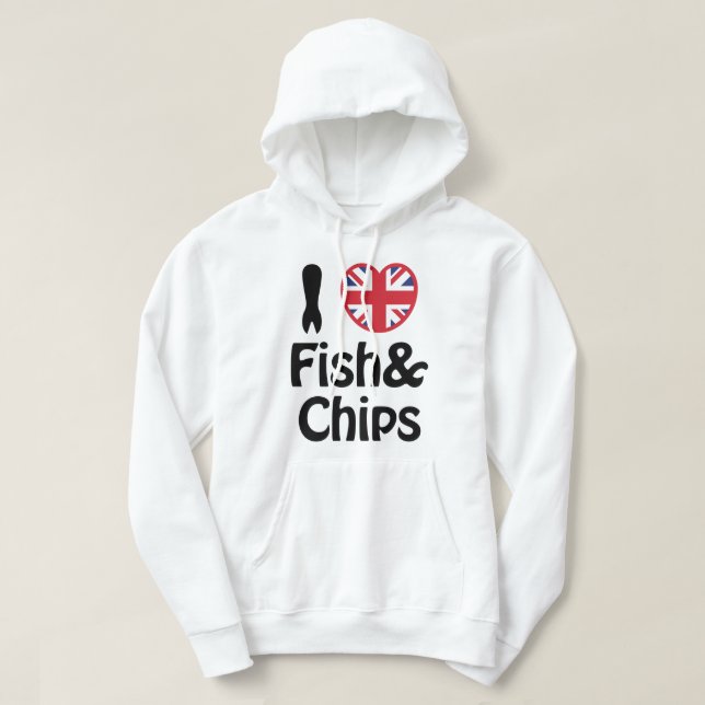 Ich höre [Liebe] Fisch und Chips Hoodie (Design vorne)