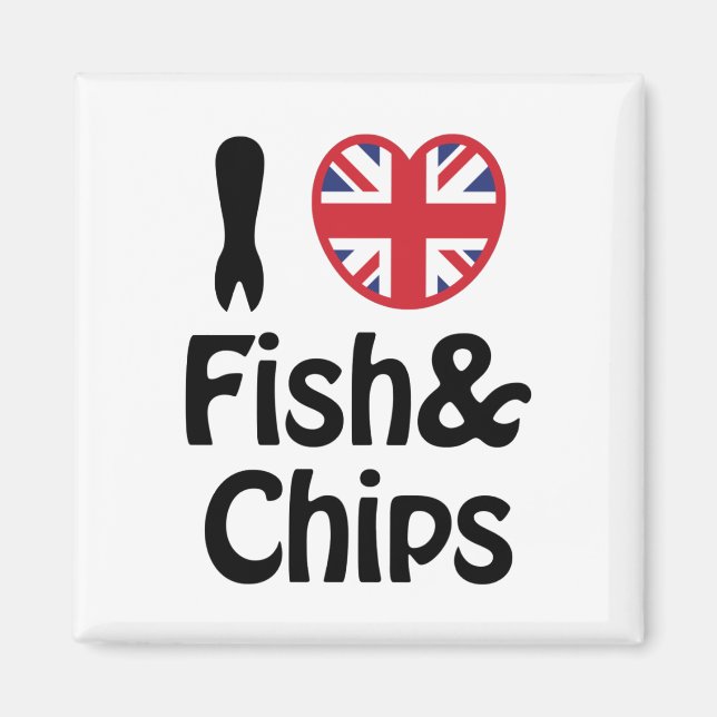 Ich höre [Liebe] Fisch und Chips Magnet (Vorne)