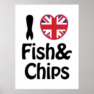 Ich höre [Liebe] Fisch und Chips Poster