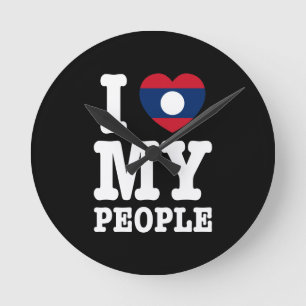 Ich höre (Liebe) meine Lao-Leute Runde Wanduhr