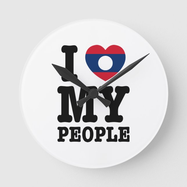 Ich höre (Liebe) meine Lao-Leute Runde Wanduhr (Vorderseite)