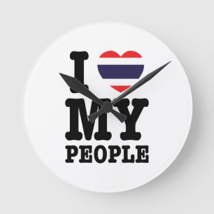 Ich höre (Liebe) Meine Thai-Leute Runde Wanduhr