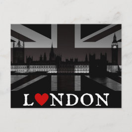 Ich höre London Black & White Union Jack Postcard Postkarte
