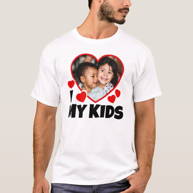 Ich höre meine Kinder Personalisiertes Foto T-Shirt (Vorderseite)