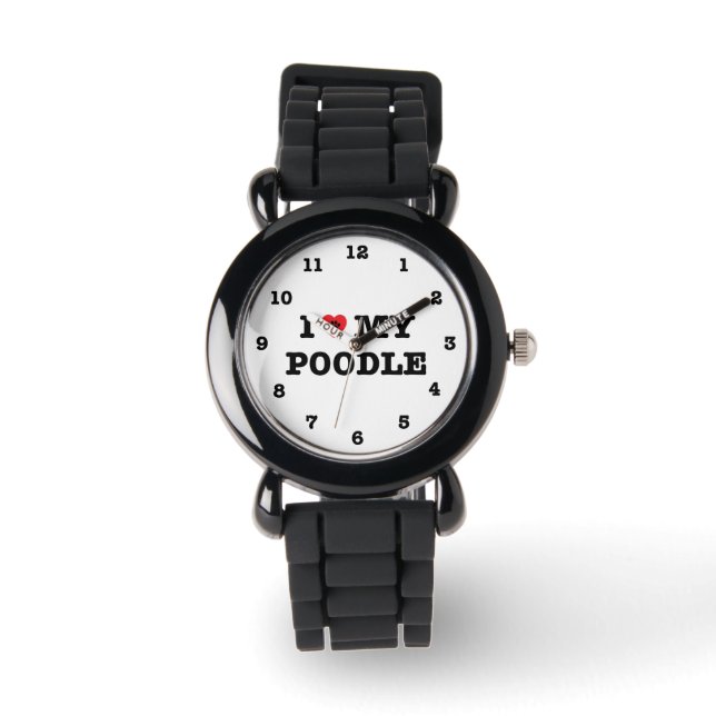 Ich höre meine Poodle Armbanduhr (Vorderseite)