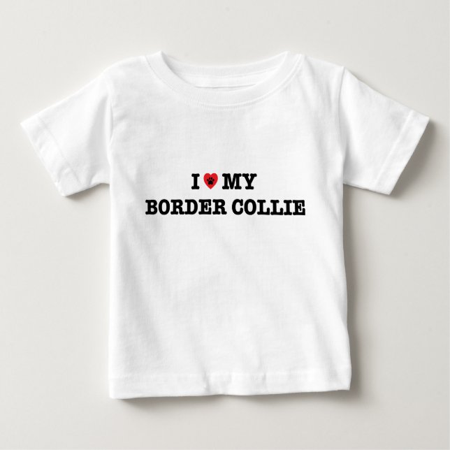Ich höre meinen Border Collie Baby Bodysuit Baby T-shirt (Vorderseite)