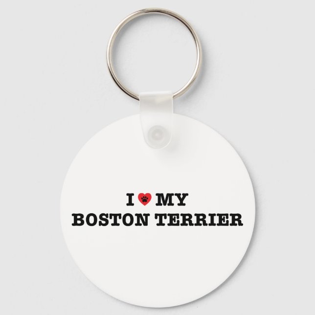 Ich höre meinen Boston Terrier Button Schlüsselanh Schlüsselanhänger (Vorderseite)