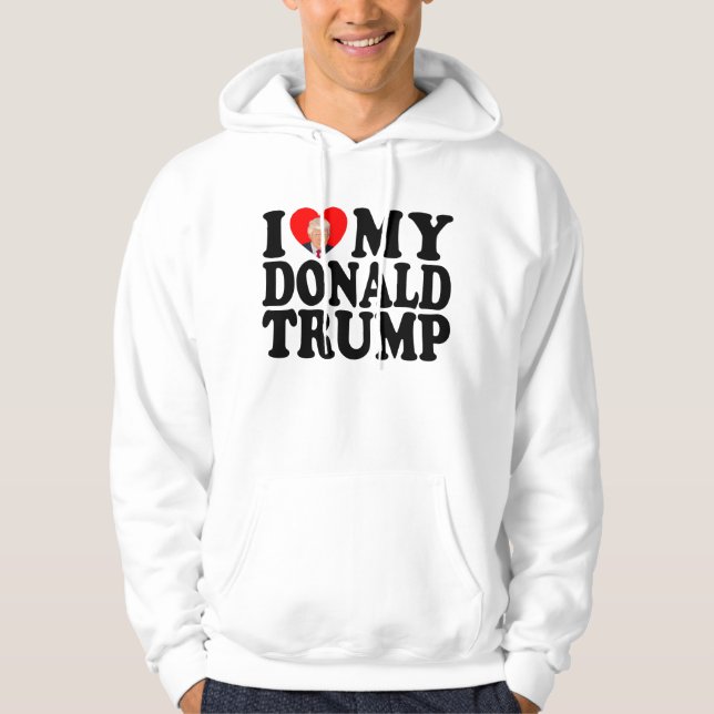 Ich höre meinen Donald Trump 47. Präsident Hoodie (Vorderseite)