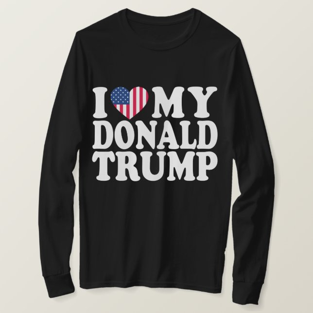 Ich höre meinen Donald Trump für Präsident 2024 T-Shirt (Design vorne)