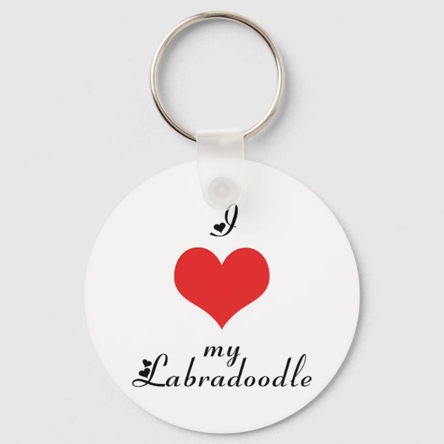 Ich höre meinen Labradoodle-Schlüsselanhänger Schlüsselanhänger (Vorderseite)