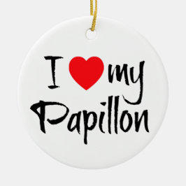 Ich höre meinen Papillon Dog Keramikornament