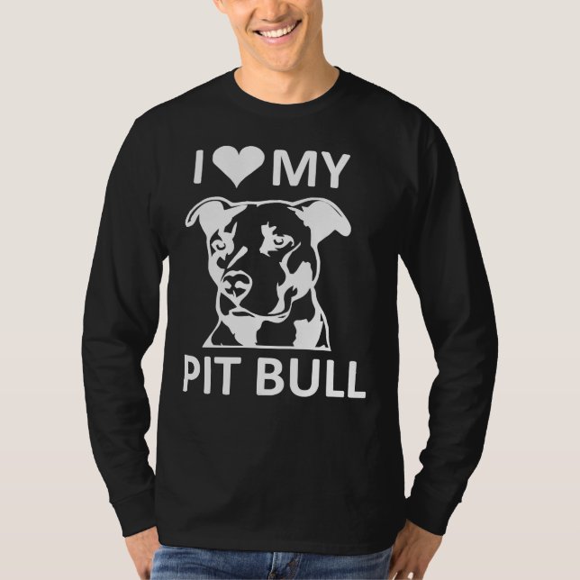 Ich höre meinen Pitbull I Liebe meinen Pitbull Pit T-Shirt (Vorderseite)