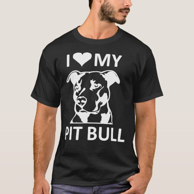 Ich höre meinen Pitbull I Liebe meinen Pitbull Pit T-Shirt (Vorderseite)