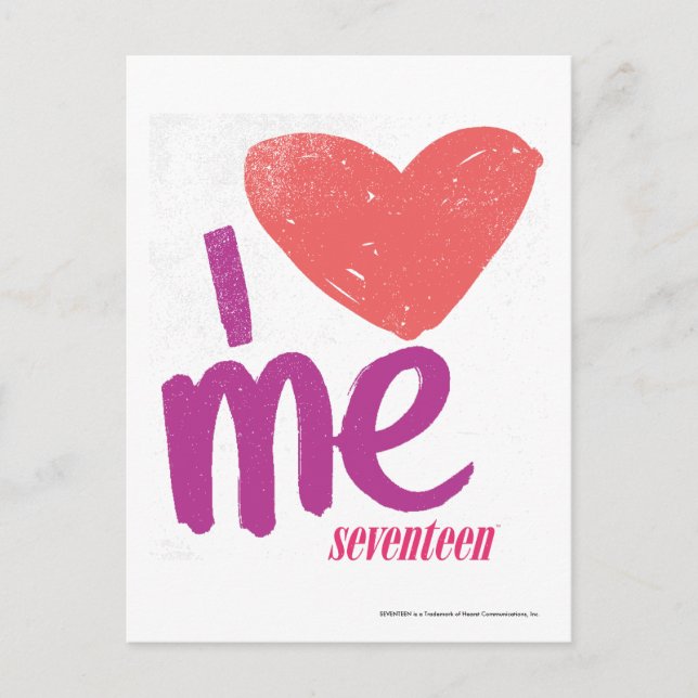 Ich höre mich rosa/Lila Postkarte (Vorderseite)