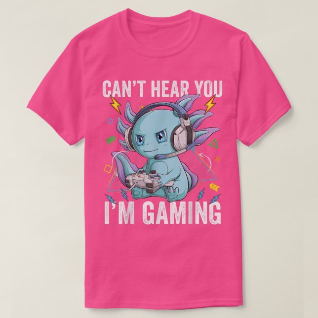 Ich höre nicht, dass ich Axolotl Video Gamer Kawa  T-Shirt (Design vorne)