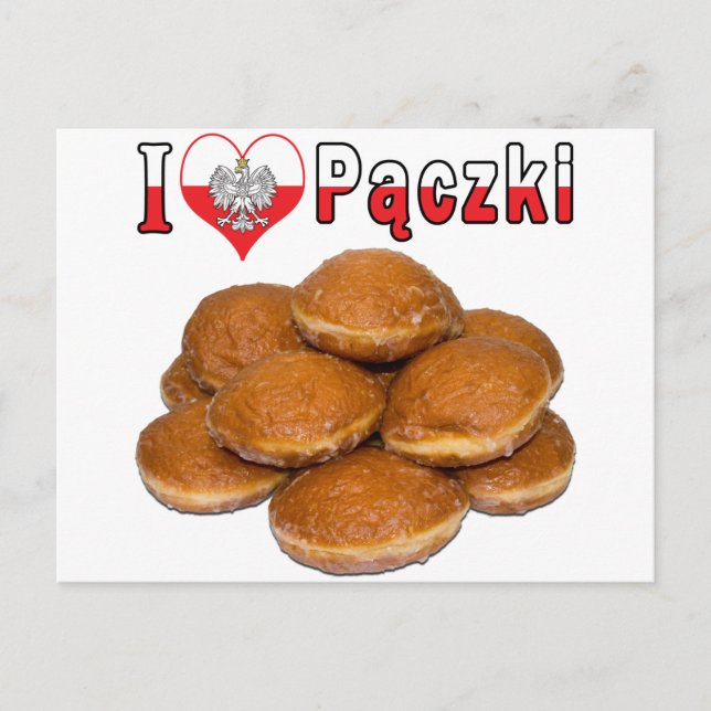 Ich höre Paczki Polnisches Essen Postkarte (Vorderseite)