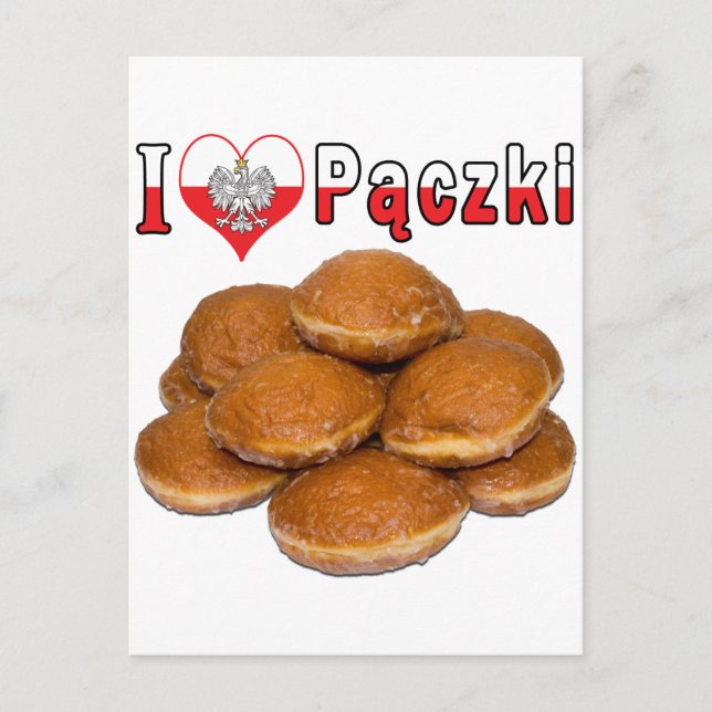 Ich höre Paczki Polnisches Essen Postkarte (Vorderseite)