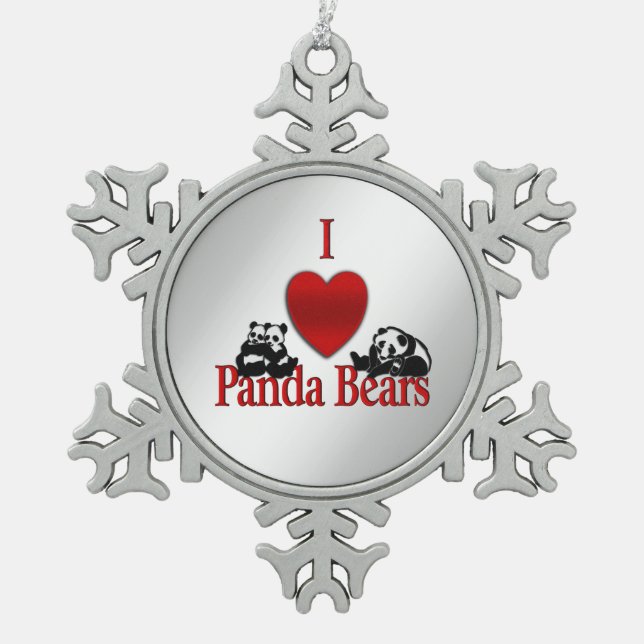 Ich höre Panda Bears Schneeflocken Zinn-Ornament (Vorderseite)