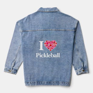 Ich höre Pickleball gefüllt Herz Rosa und Rot Jeansjacke