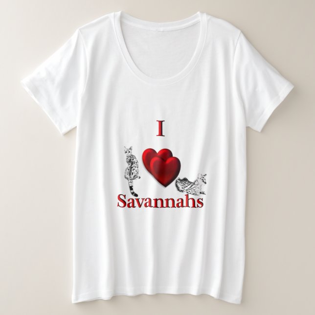 Ich höre Savannah Cat Große Größe T-Shirt (Design vorne)